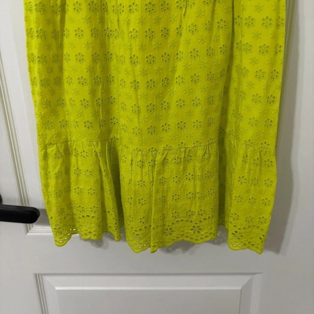 Alice + Olivia 'Fae' Eyelet Sleeveless Mini-Dress Lemon Sorbet Size 6